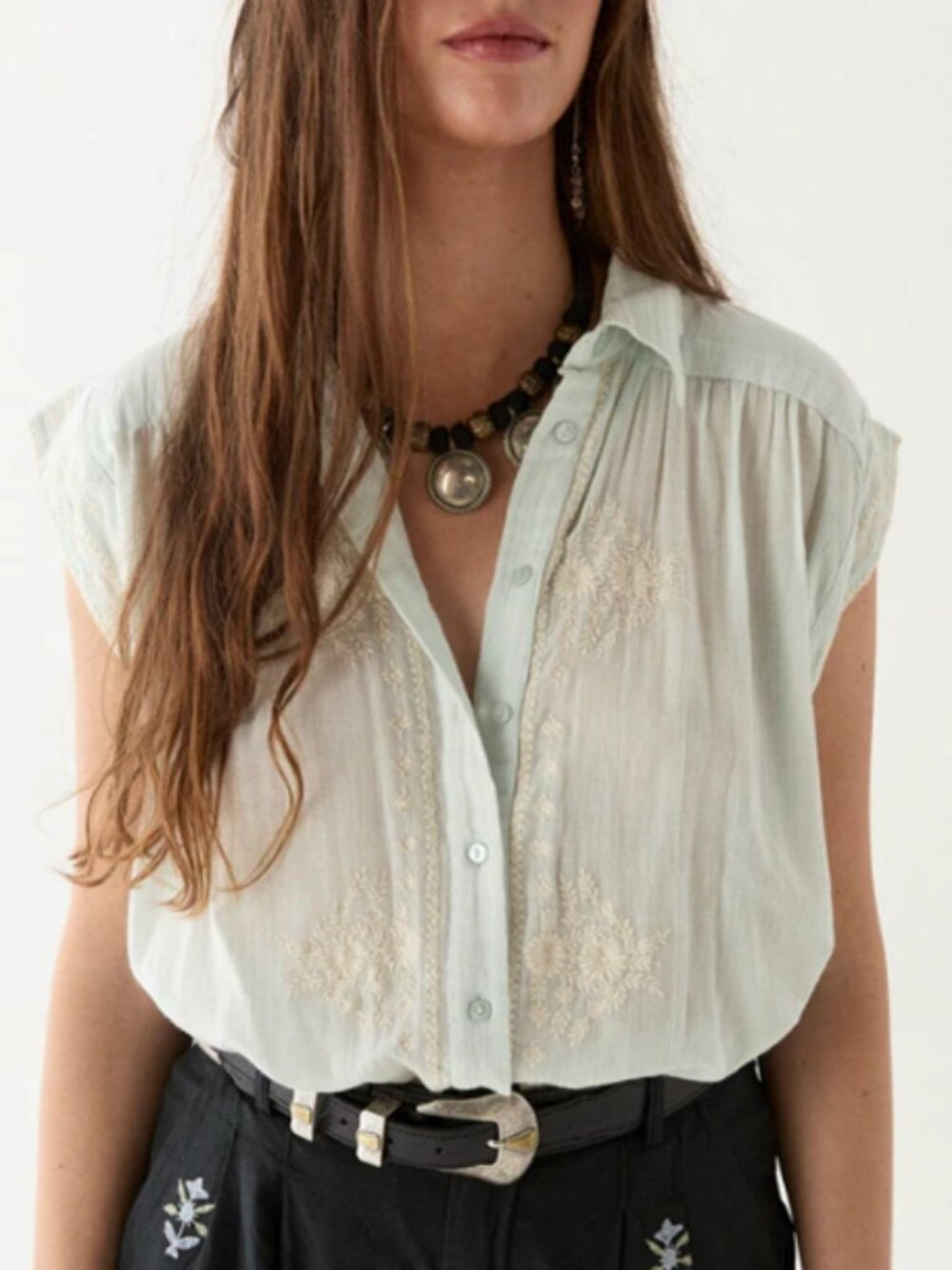 NWOT!! MAISON HOTEL Mafalda Blouse in Daisy Azzuro!! Sz S